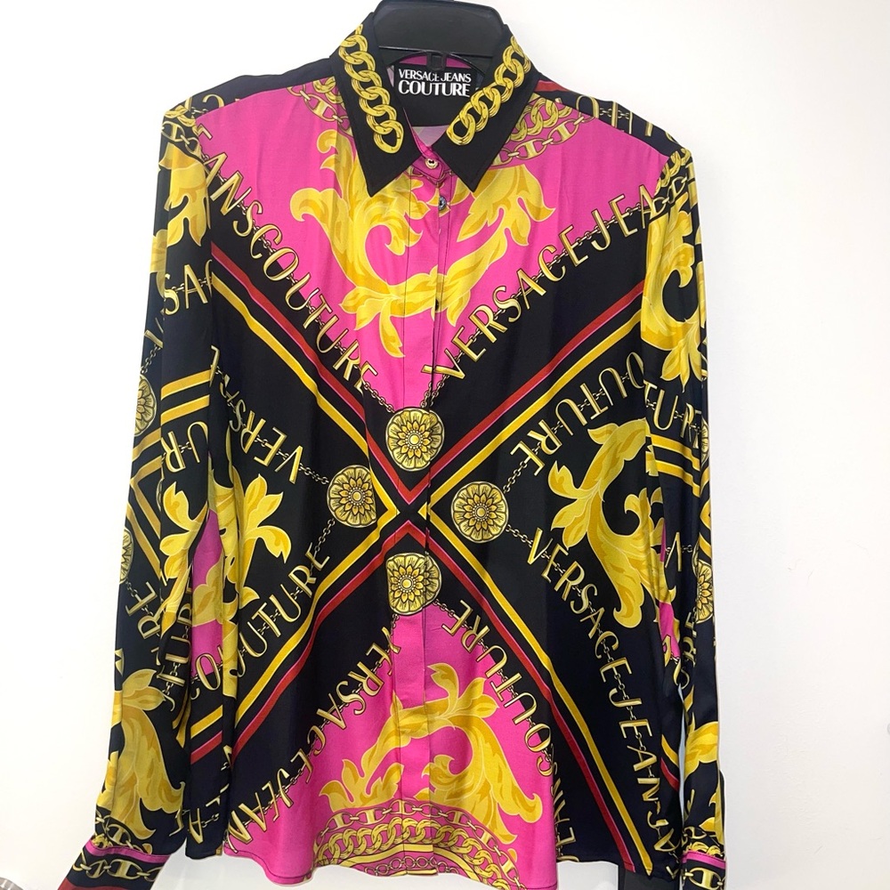 Versace Jeans Couture Pink and Gold Baroque Shirt M 42